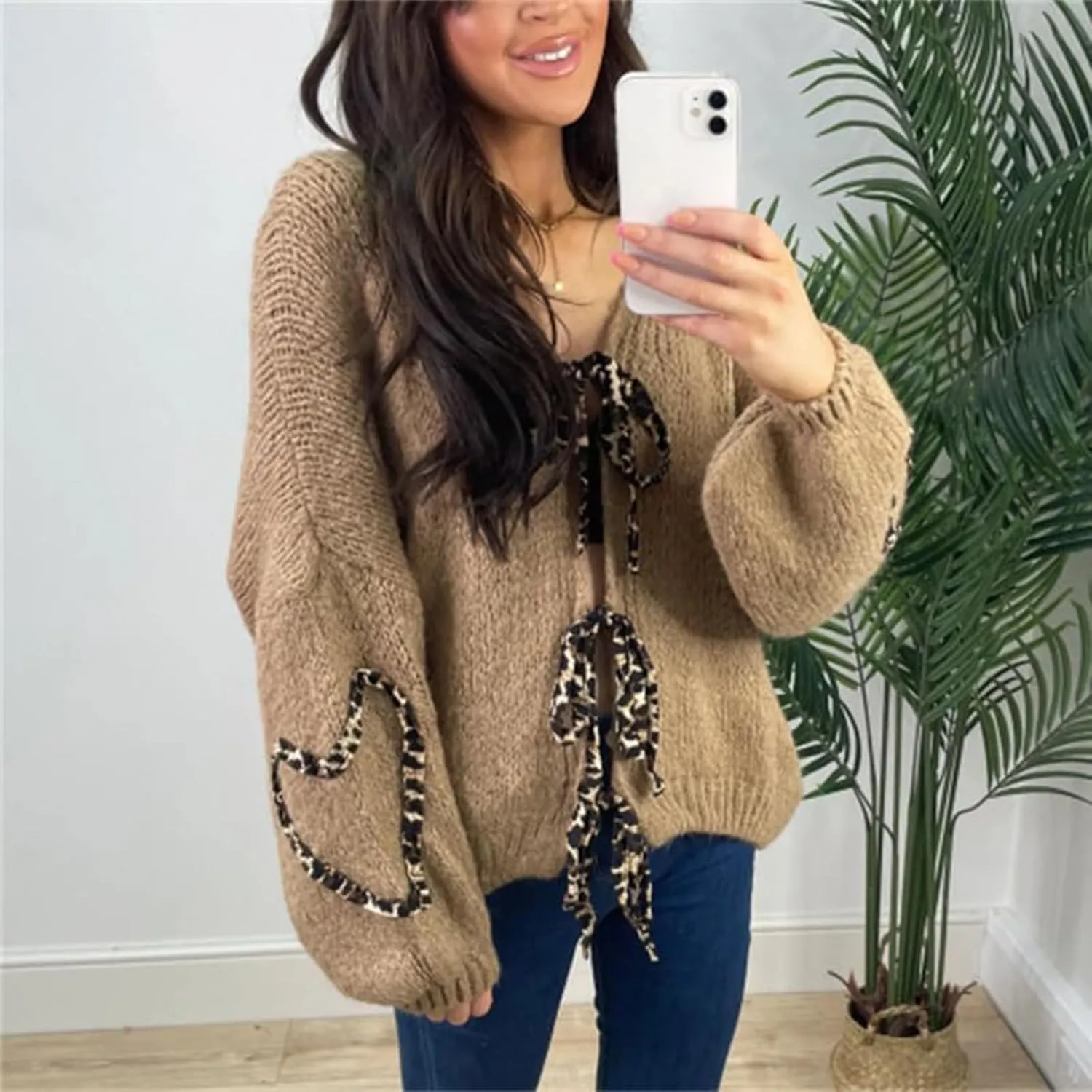 Women's Knit Cardigans 2024 Oversized Chunky Cardigan Sweaters Fall Fashion Open Front Knit Long Sleeve Cardigans