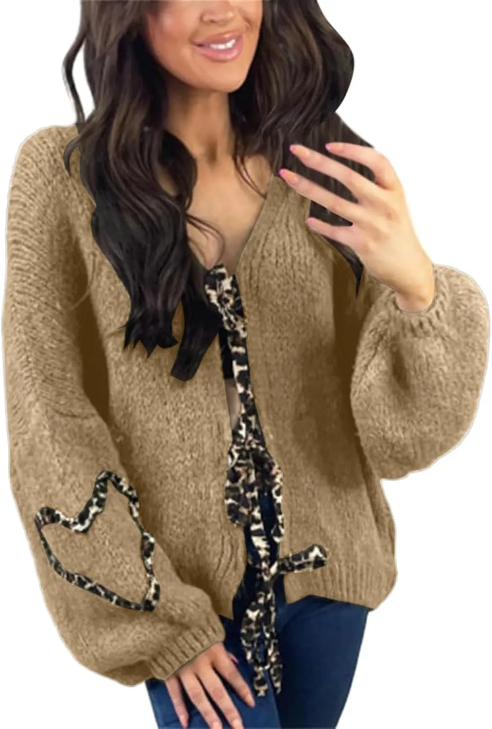 Women's Knit Cardigans 2024 Oversized Chunky Cardigan Sweaters Fall Fashion Open Front Knit Long Sleeve Cardigans