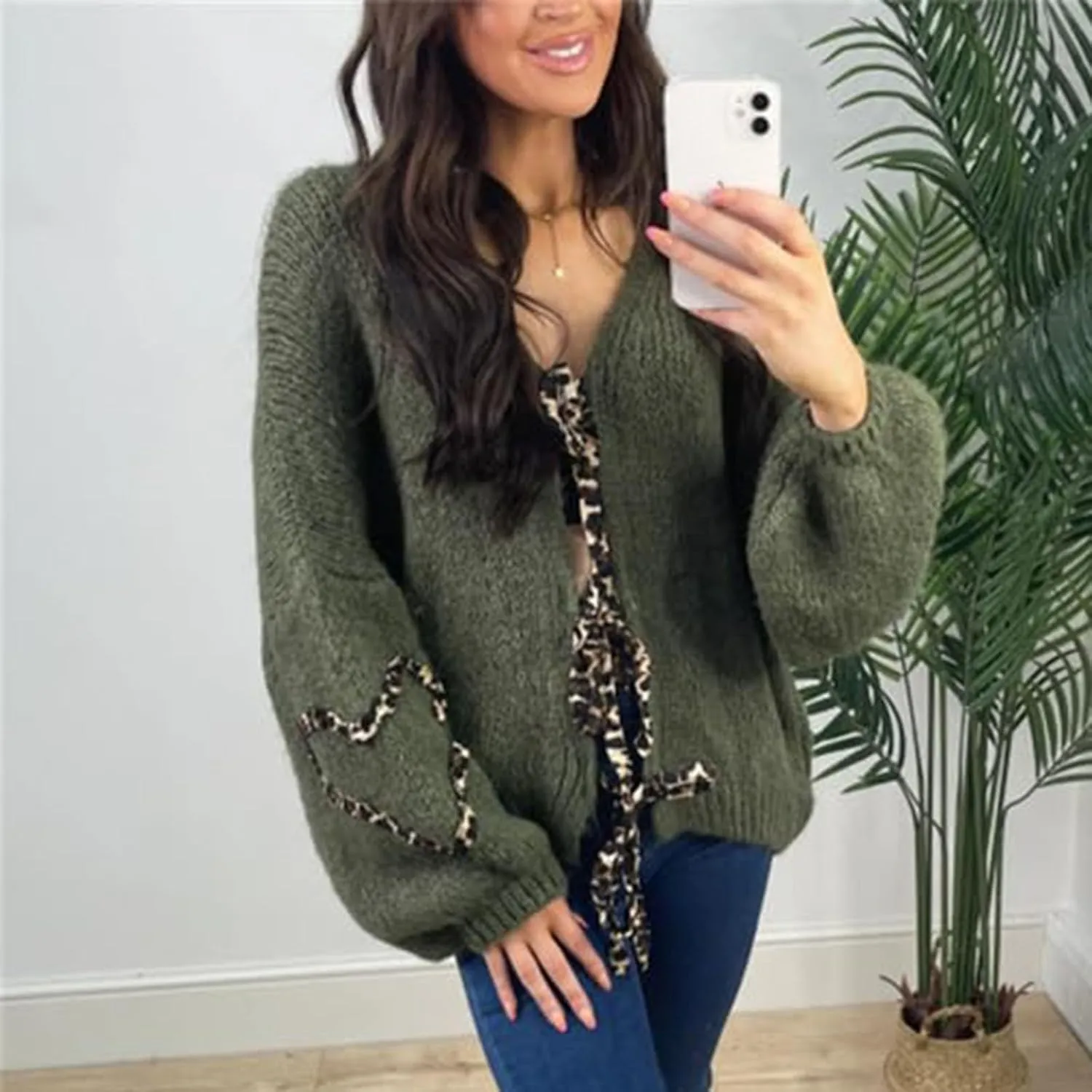 Women's Knit Cardigans 2024 Oversized Chunky Cardigan Sweaters Fall Fashion Open Front Knit Long Sleeve Cardigans