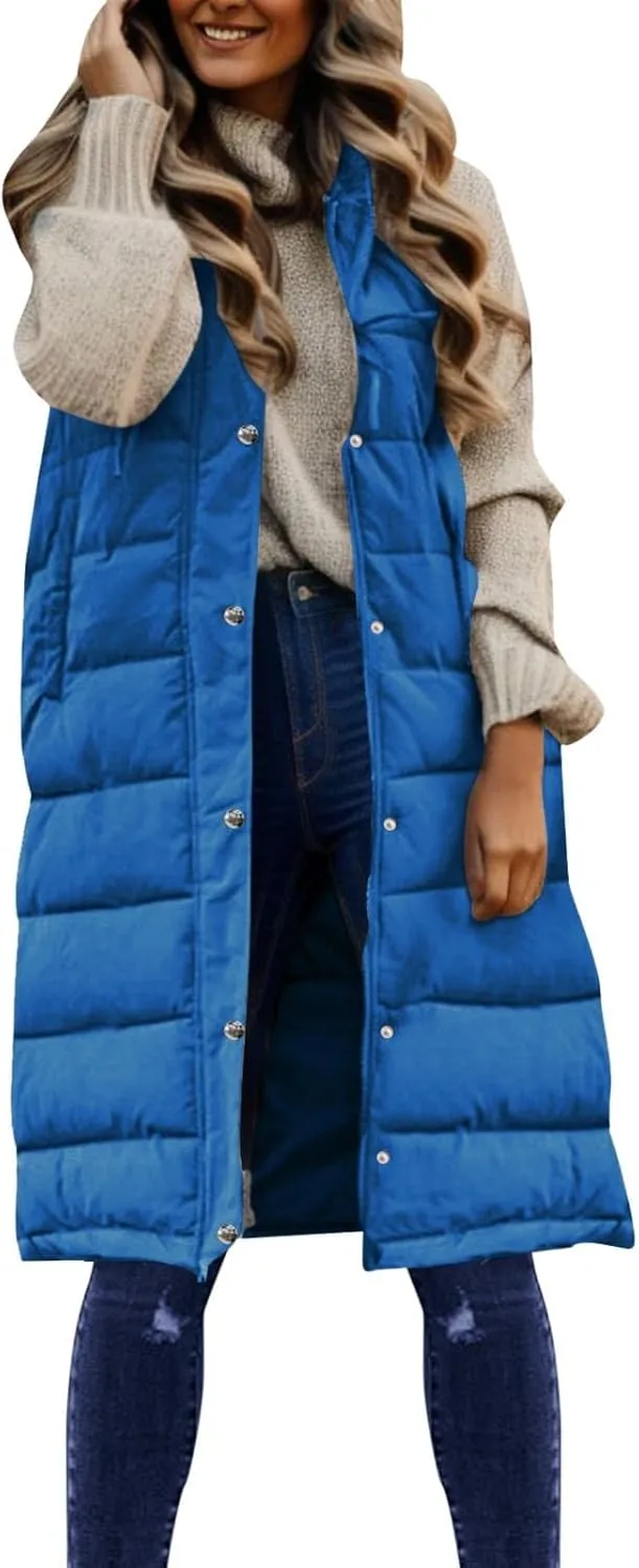 Womens Minimalist Solid Zipper Puffer Coat Long Sleeve Casual Overcoat Warm Slim Hooded Outwear Fall Winter Clothes